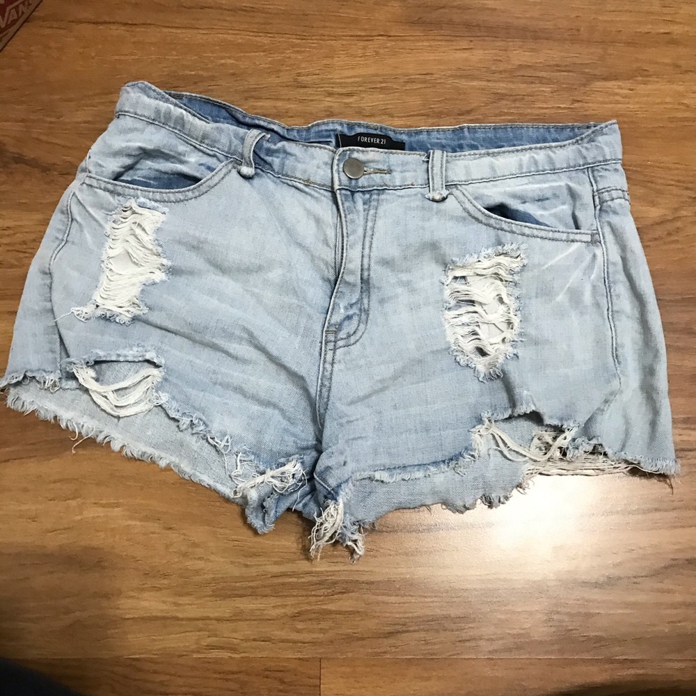Light wash jean shorts